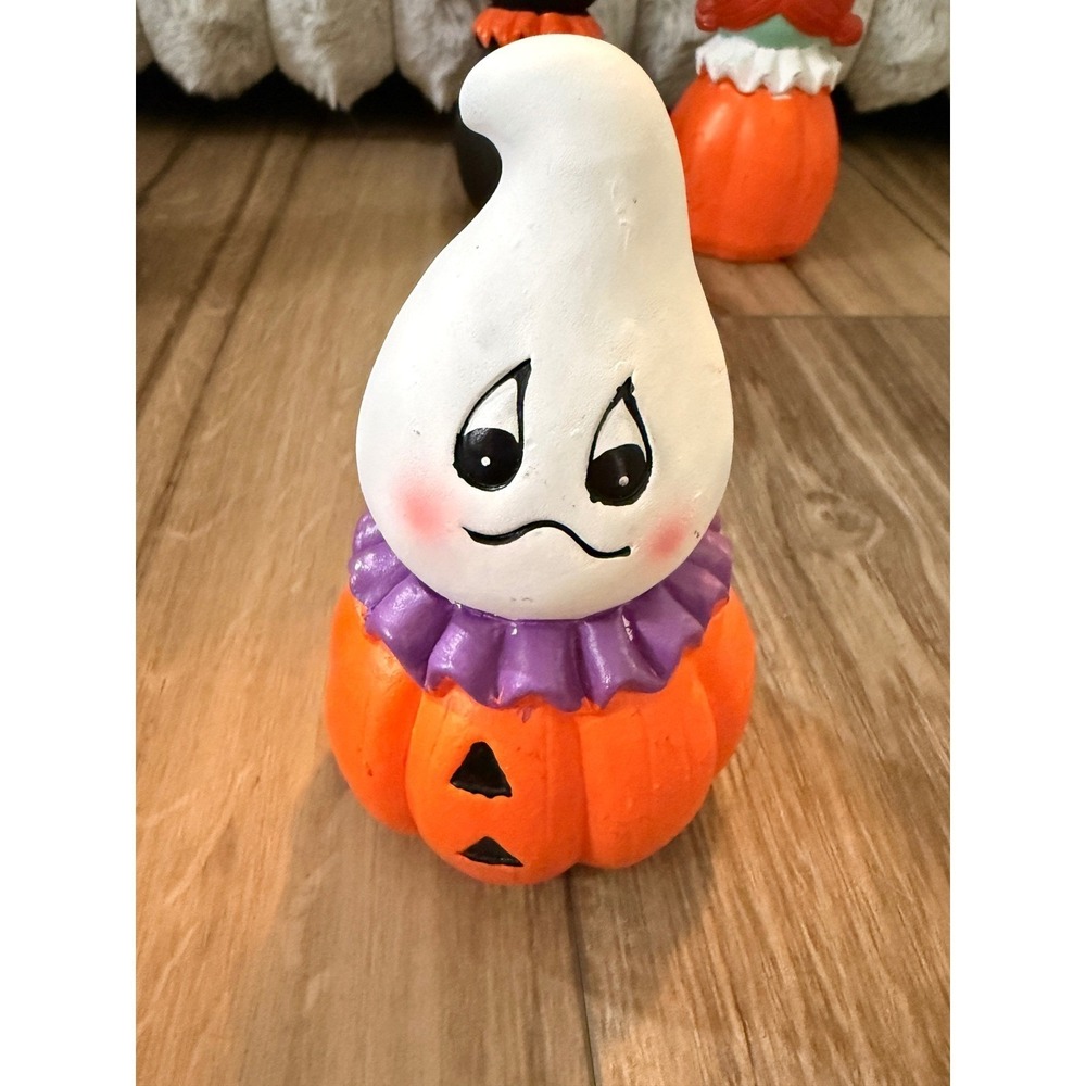 Halloween Retro Style Figurine Set 4 Pc Skeleton Ghost Cat Witch Pumpkin Decor - Picture 5 of 7